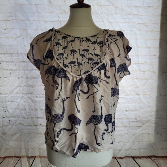 Anthropologie Wild Flamingo Top by Corey Lynn Calter Sz S - Picture 2 of 5
